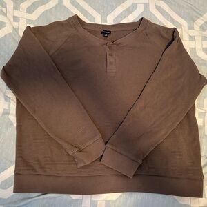 Waffle Knit Henley Sweatshirt and pants in Brown